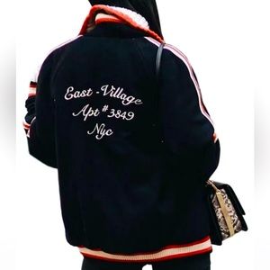 Wool bomber varsity jacket